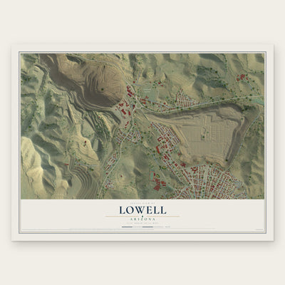 Lowell, Arizona map print, the full design