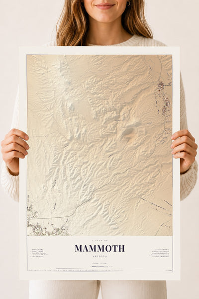 Mammoth, Arizona map print, 18" x 24", Archival Matte Print