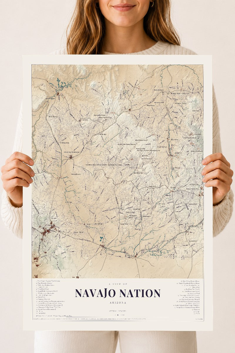 Navajo Nation, Arizona map print, 18" x 24", Archival Matte Print