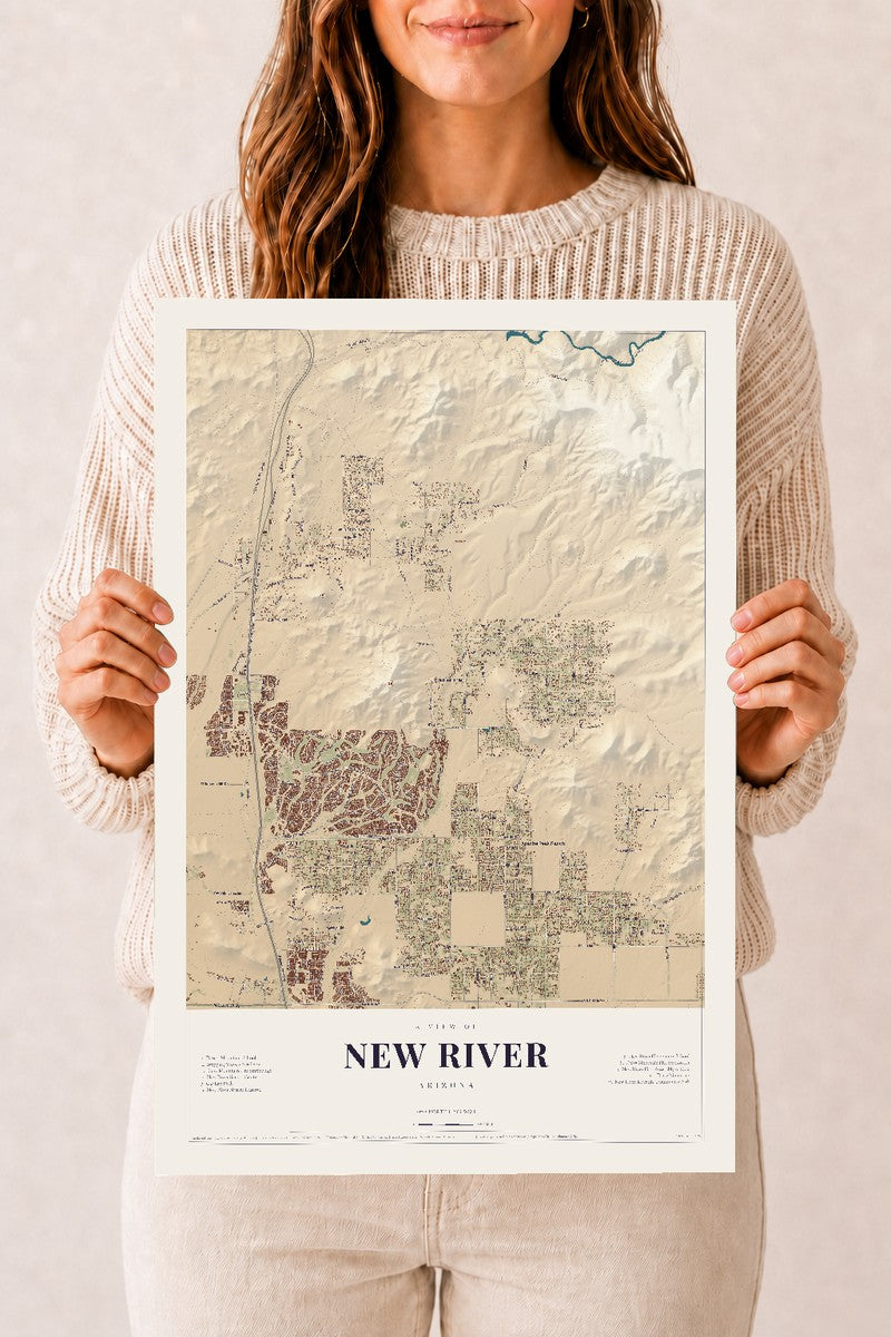 New River, Arizona map print, 12" x 18", Archival Matte Print