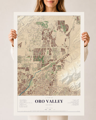 Oro Valley, Arizona map print, 24" x 36", Archival Matte Print