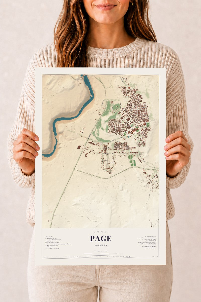 Page, Arizona map print, 12" x 18", Archival Matte Print