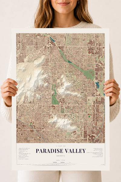 Paradise Valley, Arizona map print, 18" x 24", Archival Matte Print