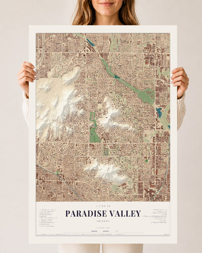 Paradise Valley, Arizona map print, 24" x 36", Archival Matte Print