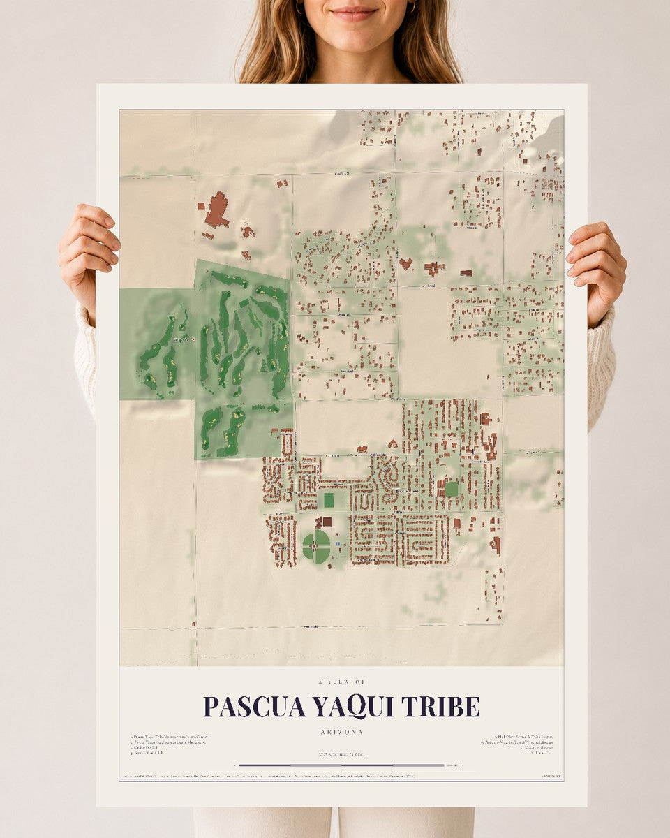 Pascua Yaqui Tribe, Arizona map print, 24" x 36", Archival Matte Print