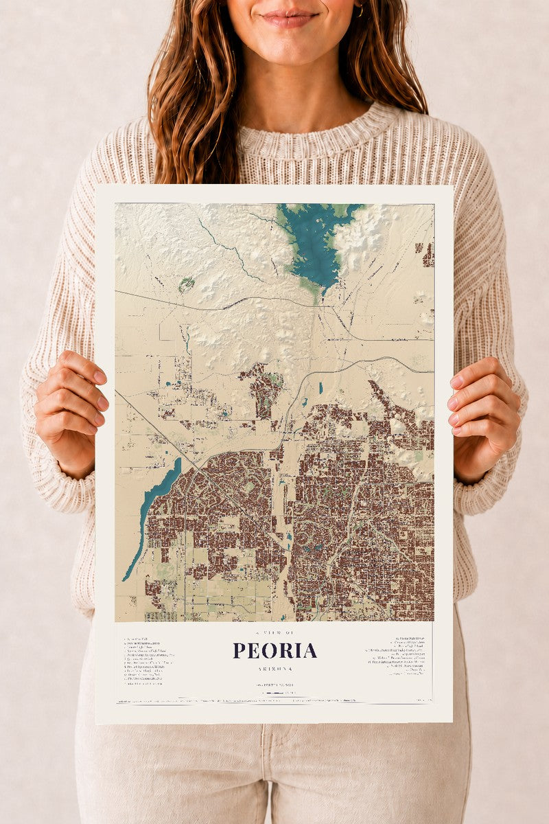 Peoria, Arizona map print, 12" x 18", Archival Matte Print