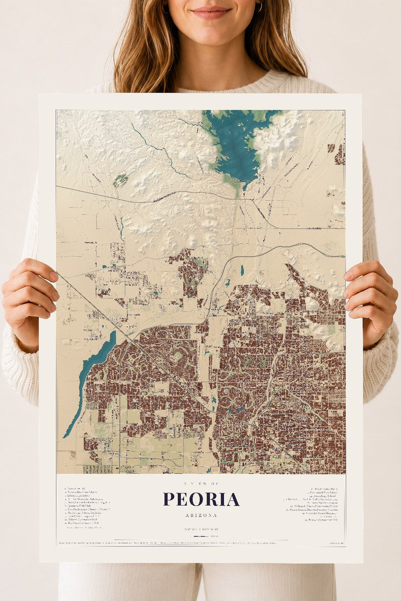 Peoria, Arizona map print, 18" x 24", Archival Matte Print
