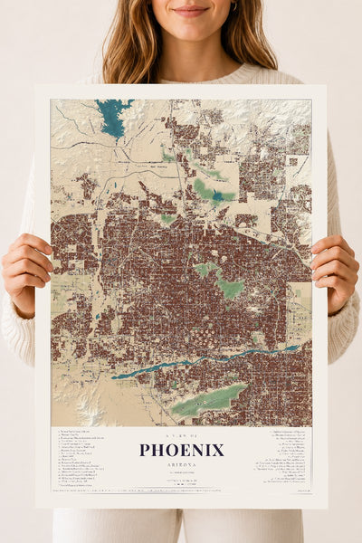 Phoenix, Arizona map print, 18" x 24", Archival Matte Print