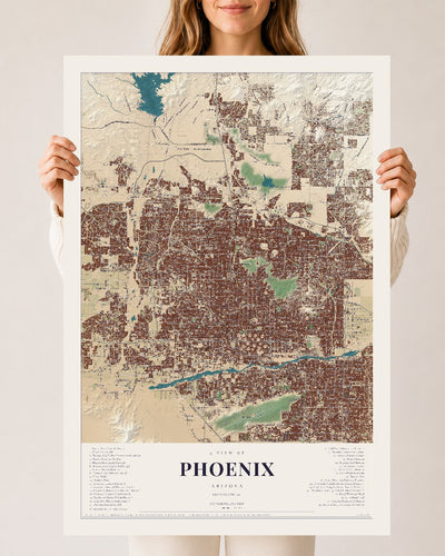 Phoenix, Arizona map print, 24" x 36", Archival Matte Print