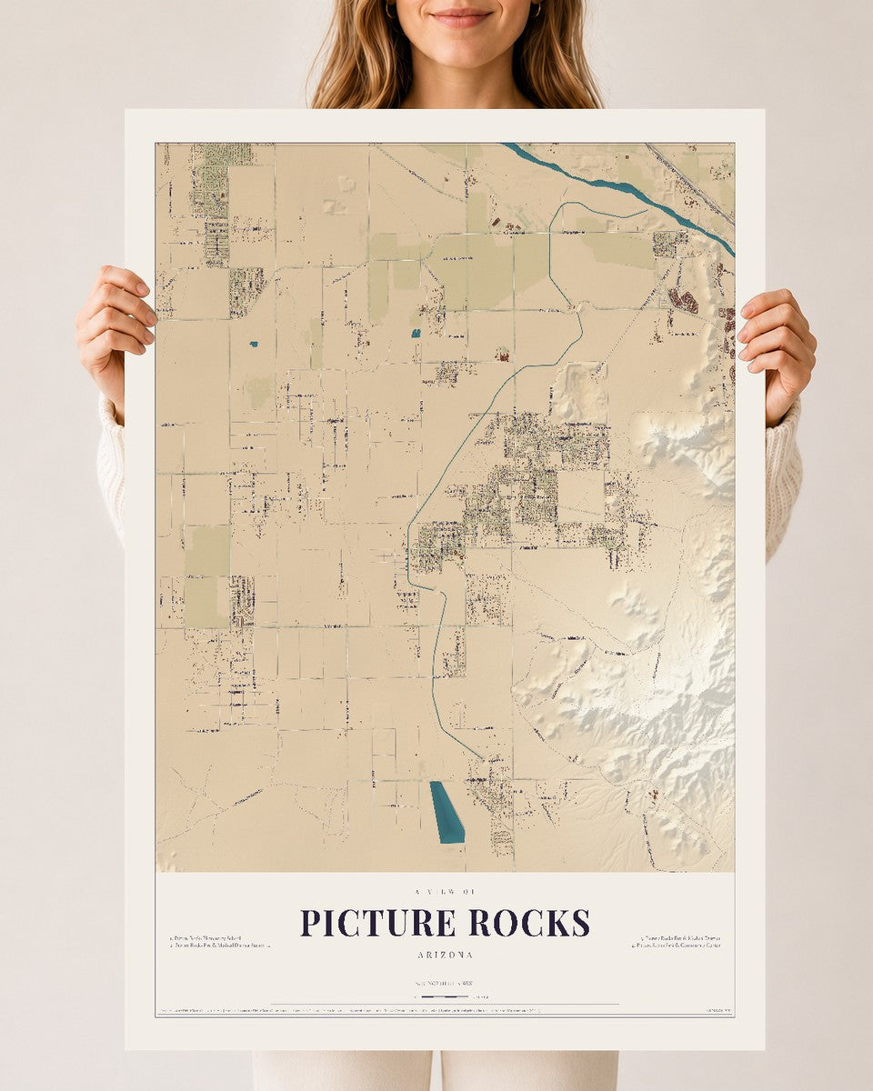 Picture Rocks, Arizona map print, 24" x 36", Archival Matte Print
