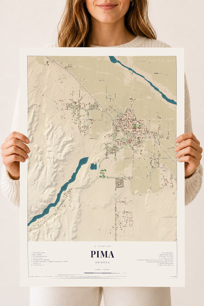 Pima, Arizona map print, 18" x 24", Archival Matte Print