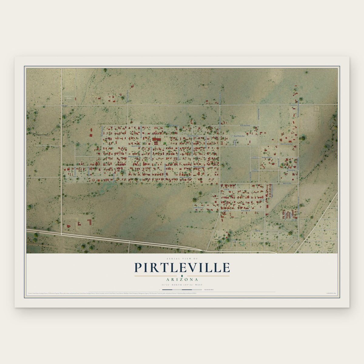 Pirtleville, Arizona map print, the full design