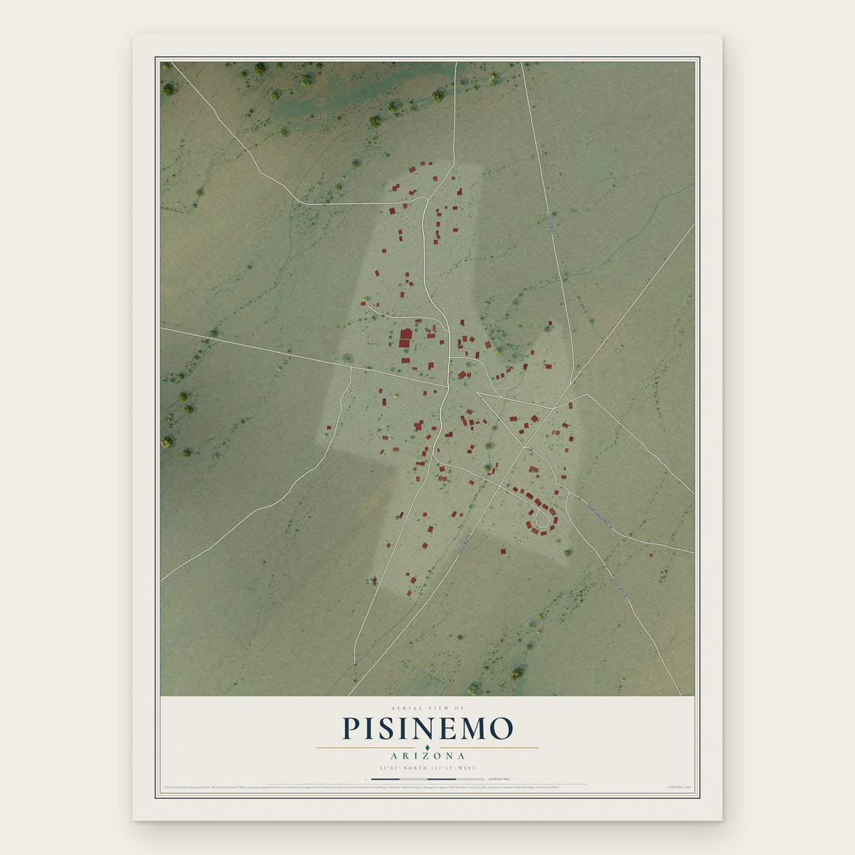 Pisinemo, Arizona map print, the full design