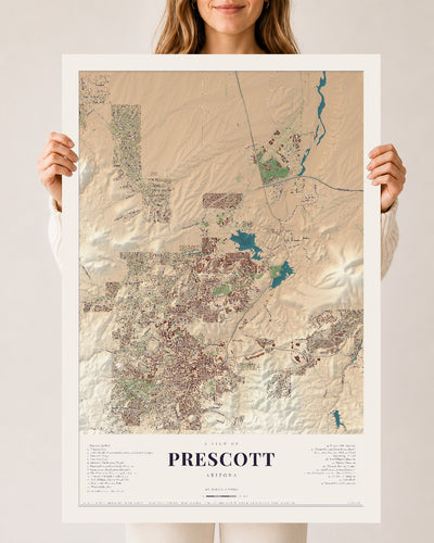 Prescott, Arizona map print, 24" x 36", Archival Matte Print