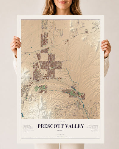 Prescott Valley, Arizona map print, 24" x 36", Archival Matte Print