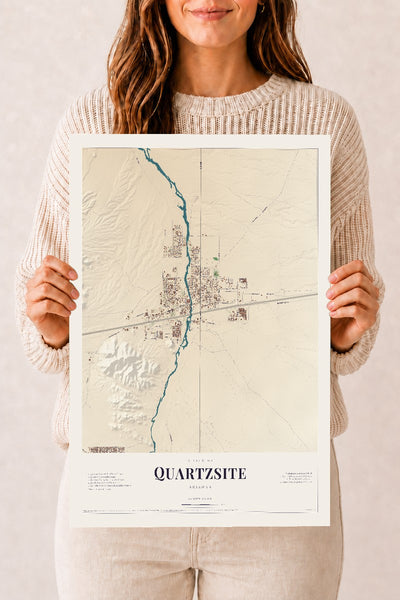 Quartzsite, Arizona map print, 12" x 18", Archival Matte Print