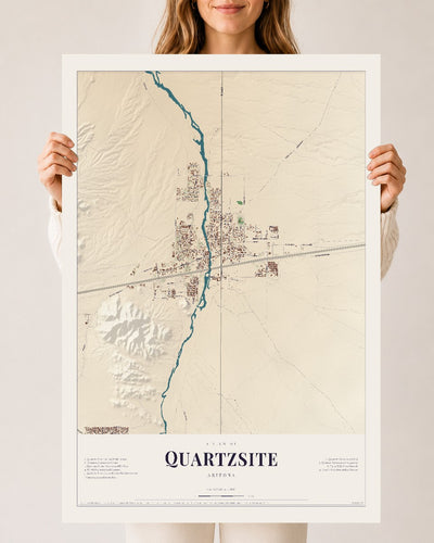 Quartzsite, Arizona map print, 24" x 36", Archival Matte Print