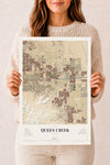 Map of Queen Creek, Arizona, 12 x 18 inch unframed archival matte print