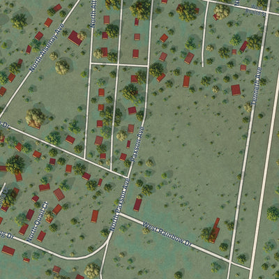 Close-up of the map of Rainbow City, Arizona print showing street and building detail