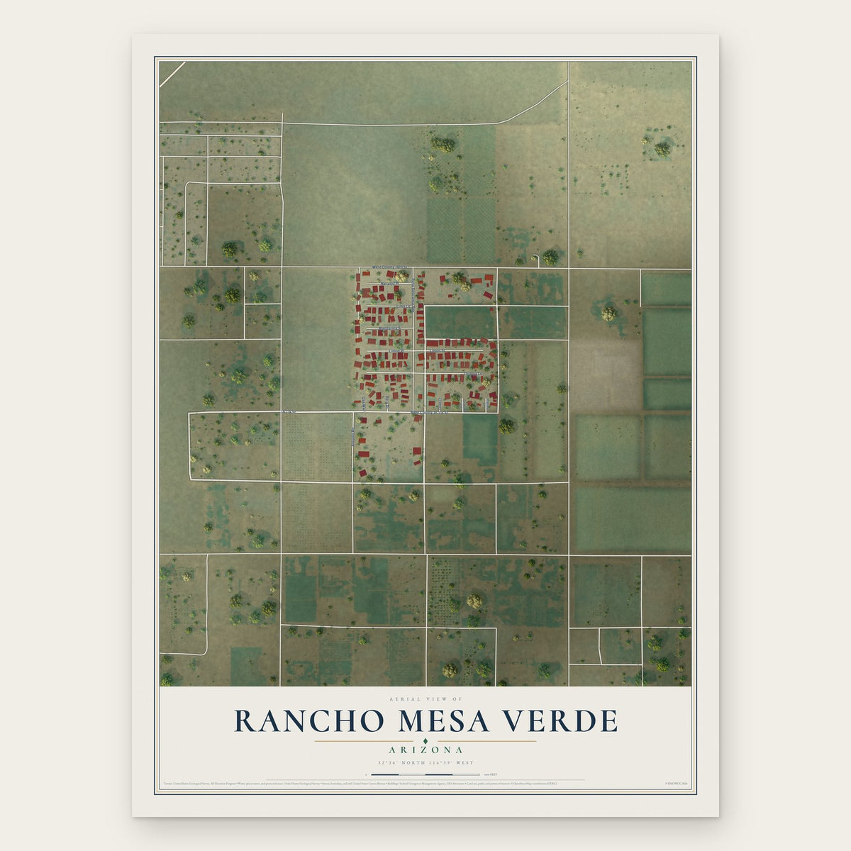 Rancho Mesa Verde, Arizona map print, the full design