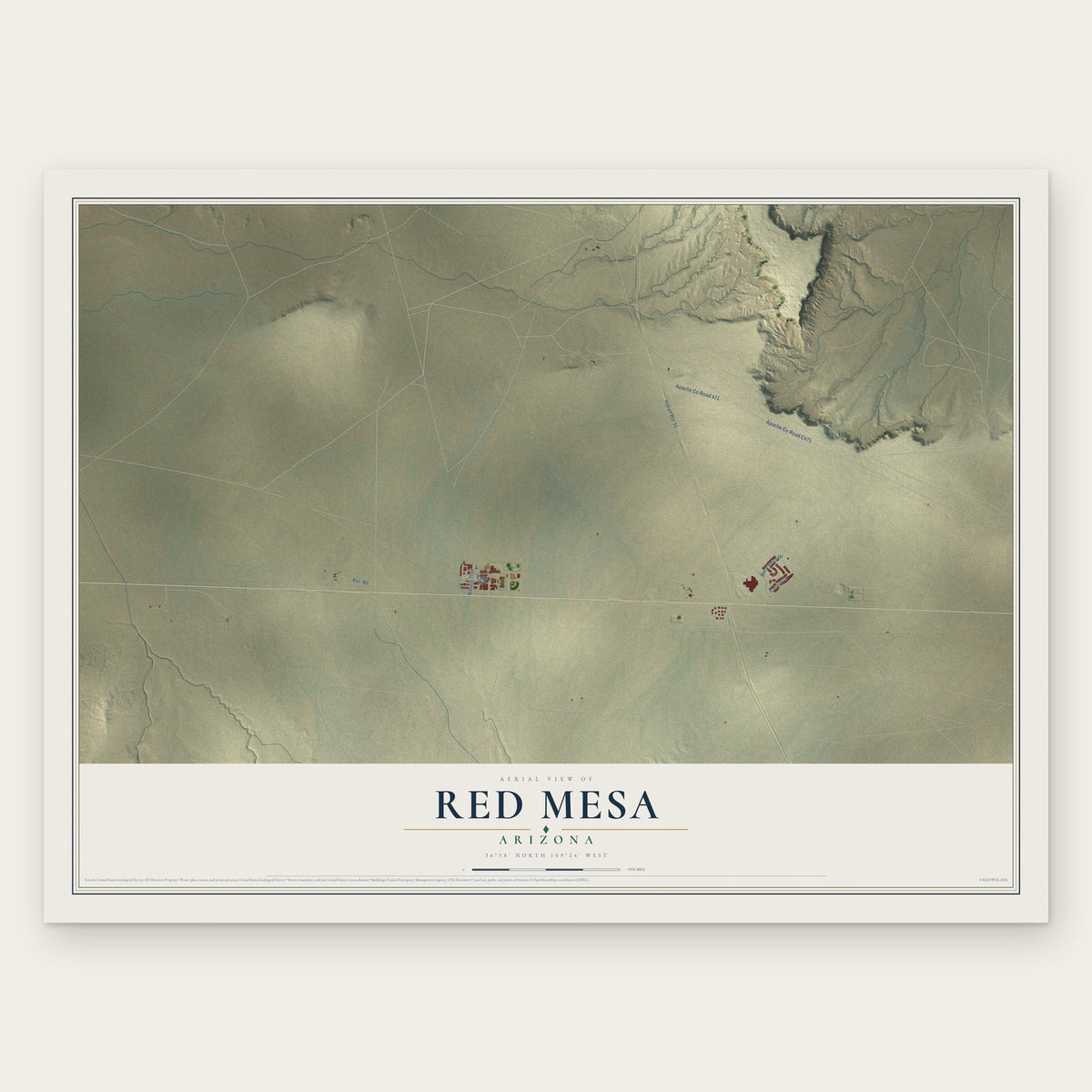 Red Mesa, Arizona map print, the full design