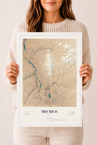 Rio Rico, Arizona map print, 12" x 18", W/ White Ayous Wood Frame