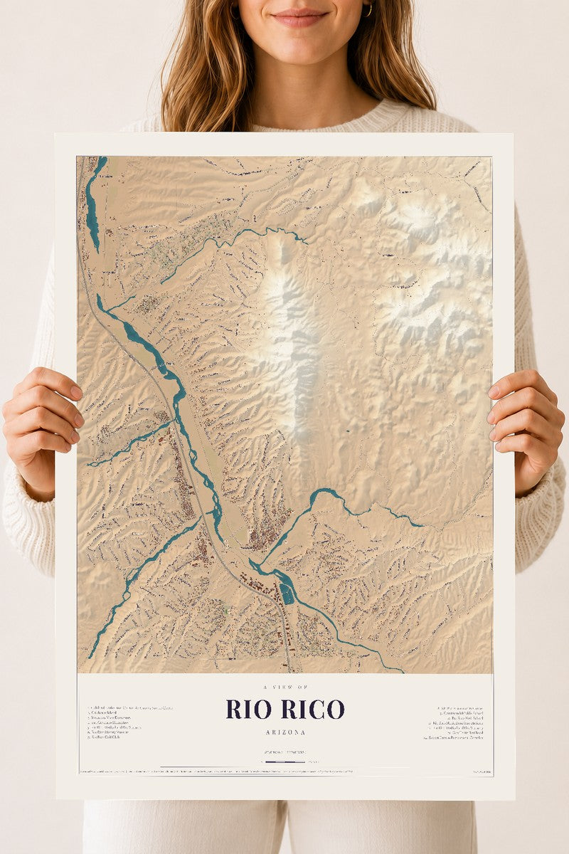 Rio Rico, Arizona map print, 18" x 24", Archival Matte Print