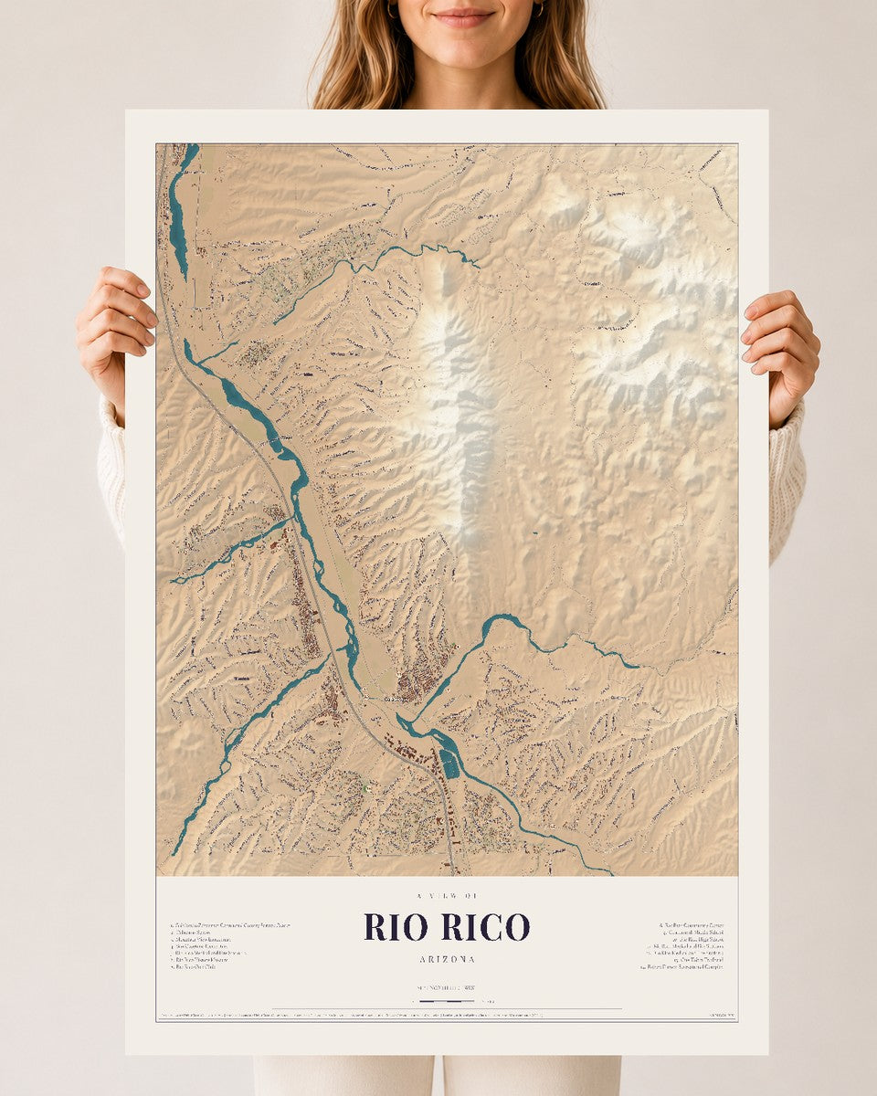 Rio Rico, Arizona map print, 24" x 36", Archival Matte Print