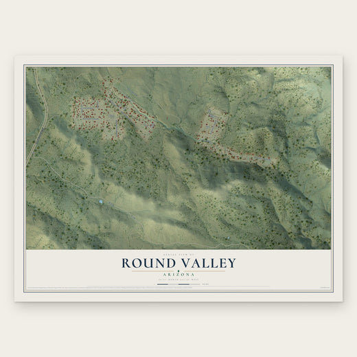 Round Valley, Arizona map print, the full design