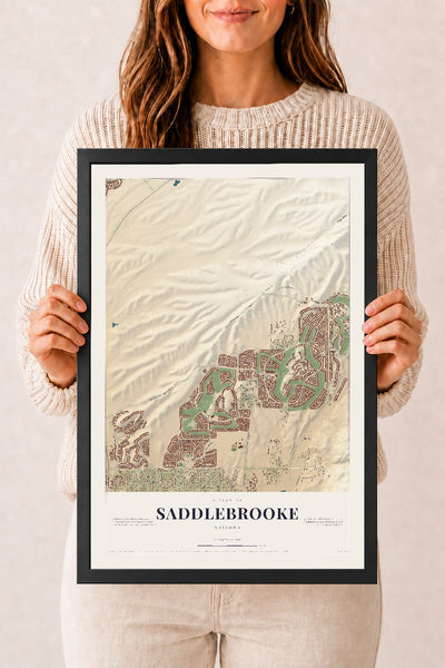 Saddlebrooke, Arizona map print, 12" x 18", W/ Black Ayous Wood Frame