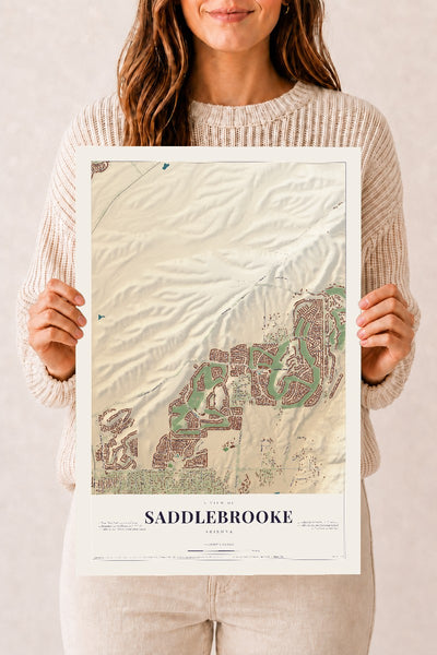 Saddlebrooke, Arizona map print, 12" x 18", Archival Matte Print