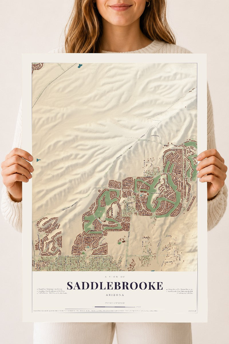 Saddlebrooke, Arizona map print, 18" x 24", Archival Matte Print