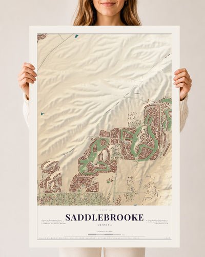 Saddlebrooke, Arizona map print, 24" x 36", Archival Matte Print
