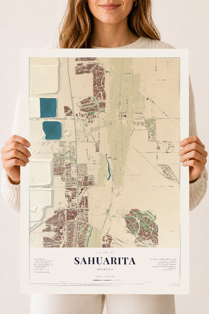 Sahuarita, Arizona map print, 18" x 24", Archival Matte Print