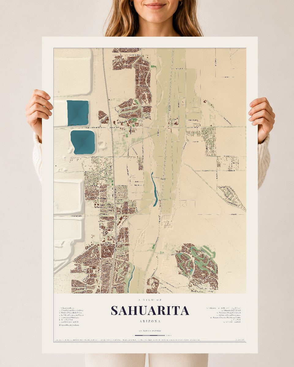 Sahuarita, Arizona map print, 24" x 36", Archival Matte Print