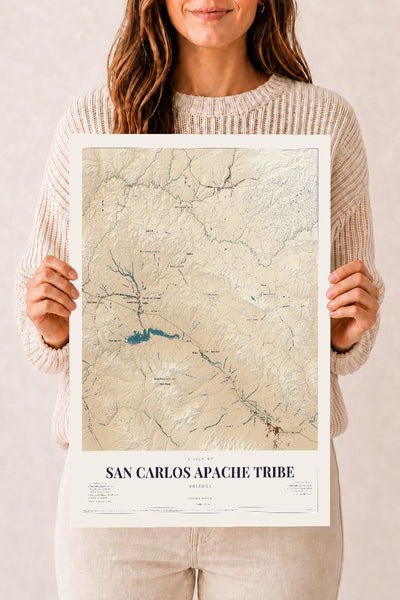 San Carlos Apache Tribe, Arizona map print, 12" x 18", Archival Matte Print