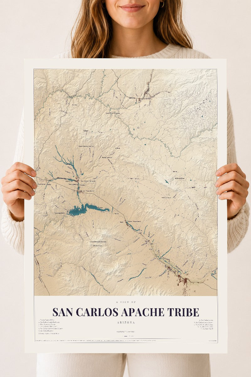 San Carlos Apache Tribe, Arizona map print, 18" x 24", Archival Matte Print