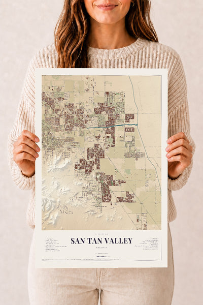 San Tan Valley, Arizona map print, 12" x 18", Archival Matte Print