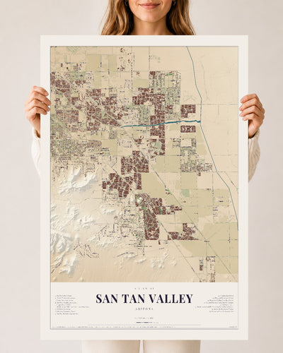 San Tan Valley, Arizona map print, 24" x 36", Archival Matte Print