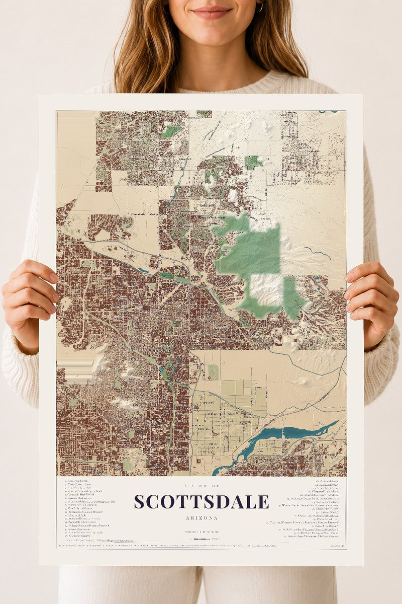 Scottsdale, Arizona map print, 18" x 24", Archival Matte Print