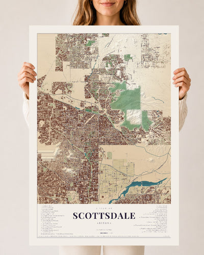 Scottsdale, Arizona map print, 24" x 36", Archival Matte Print