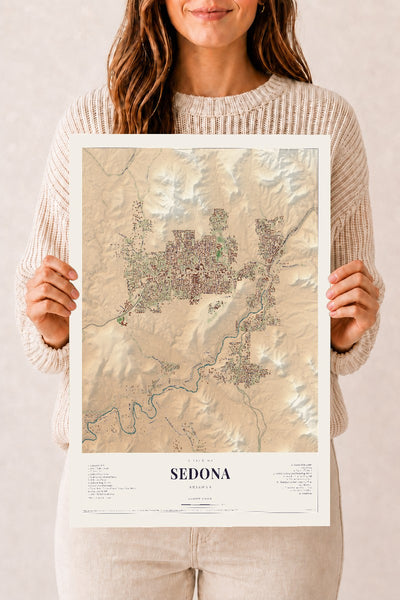 Sedona, Arizona map print, 12" x 18", Archival Matte Print