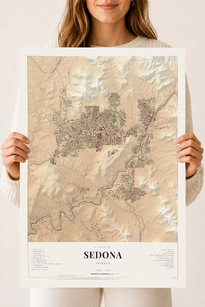 Sedona, Arizona map print, 18" x 24", Archival Matte Print