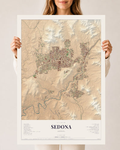 Sedona, Arizona map print, 24" x 36", Archival Matte Print