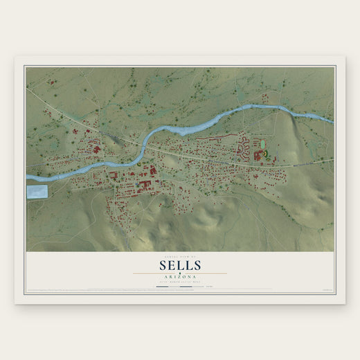 Sells, Arizona map print, the full design