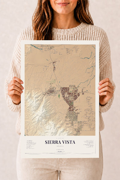 Sierra Vista, Arizona map print, 12" x 18", Archival Matte Print