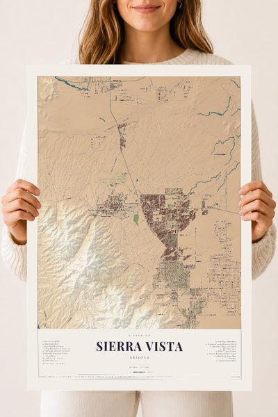 Sierra Vista, Arizona map print, 18" x 24", Archival Matte Print