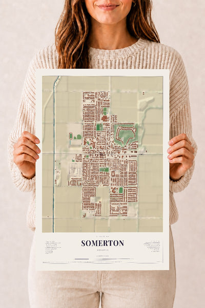 Somerton, Arizona map print, 12" x 18", Archival Matte Print