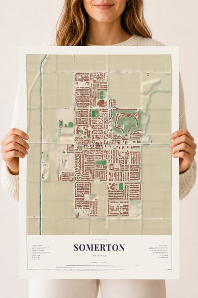 Somerton, Arizona map print, 18" x 24", Archival Matte Print