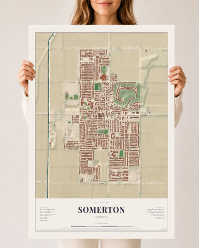 Somerton, Arizona map print, 24" x 36", Archival Matte Print